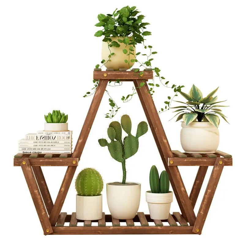 Flower Rack Multi-layer Indoor Shelf Balcony Household Living Room Succulent Solid Wood Assembly Flower Pot Rack