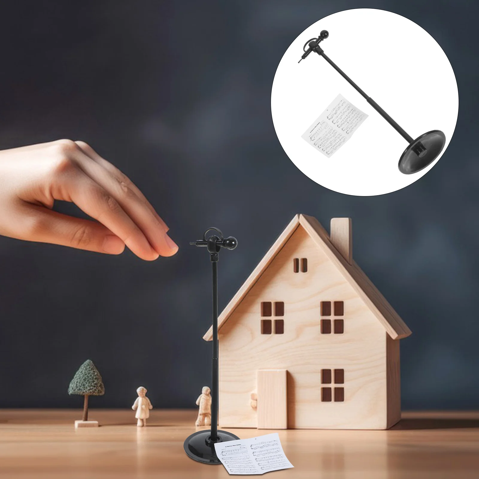 

1 Set of Dollhouse Accessories Mini Microphone Miniature Music Score Mini Microphone Music Sheet kit