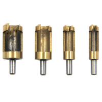 4pc cylinder type titanium plated wood plug drill gold round wood plug 6-16mm woodworking hole opener bit tool set