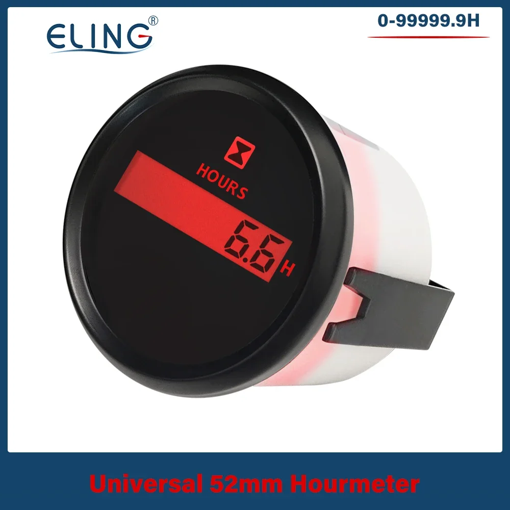 ELING العالمي 52 مللي متر مقاوم للماء ساعة رقمية متر مقياس LCD محرك عرض لقارب دراجة نارية 9-32 فولت