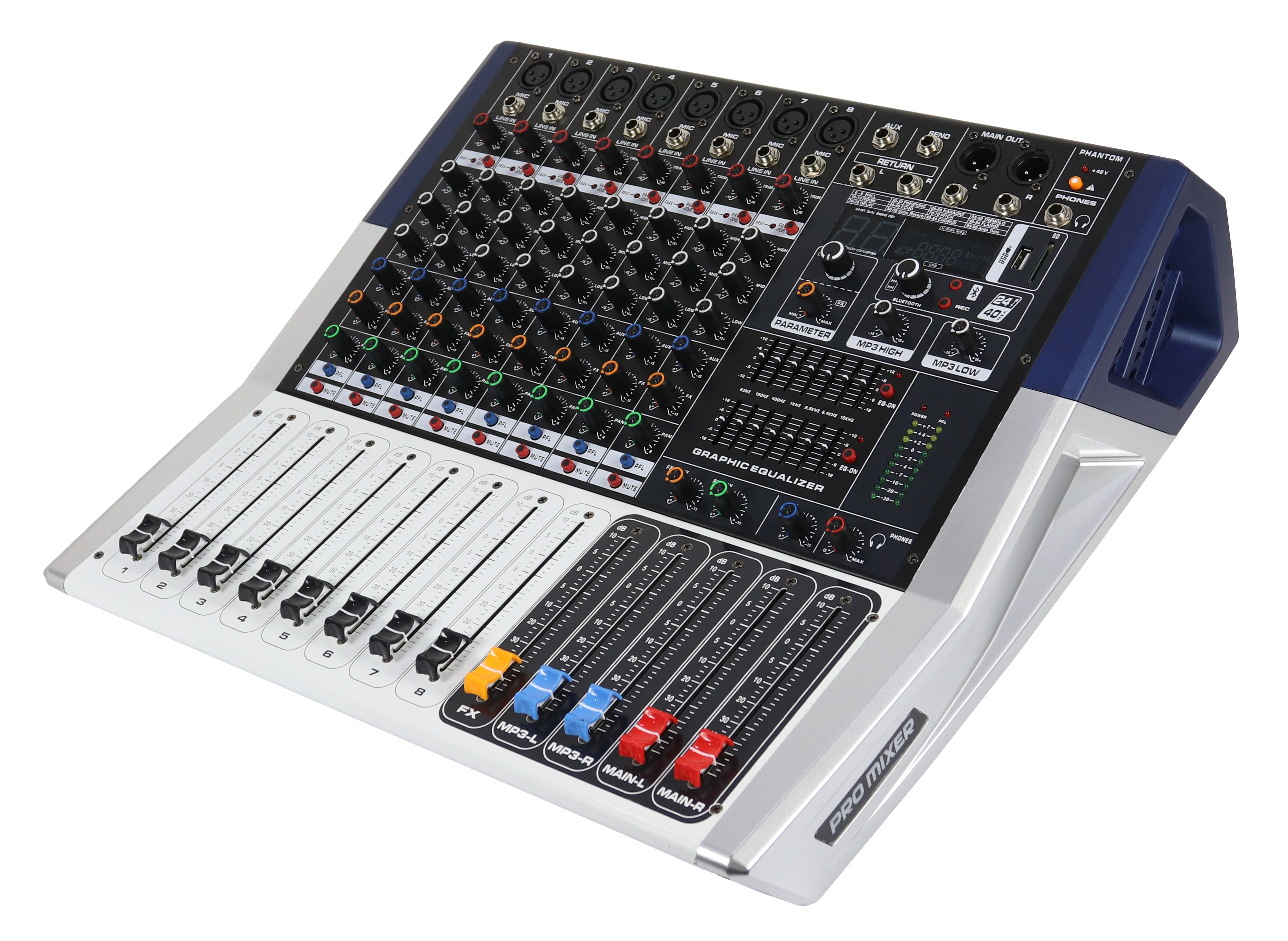 Top Quality Pro 2800W Power Amplifier Mixer 8 Channel Karaoke Microphone Mixing Console USB MP3 16 DSP Top Quality