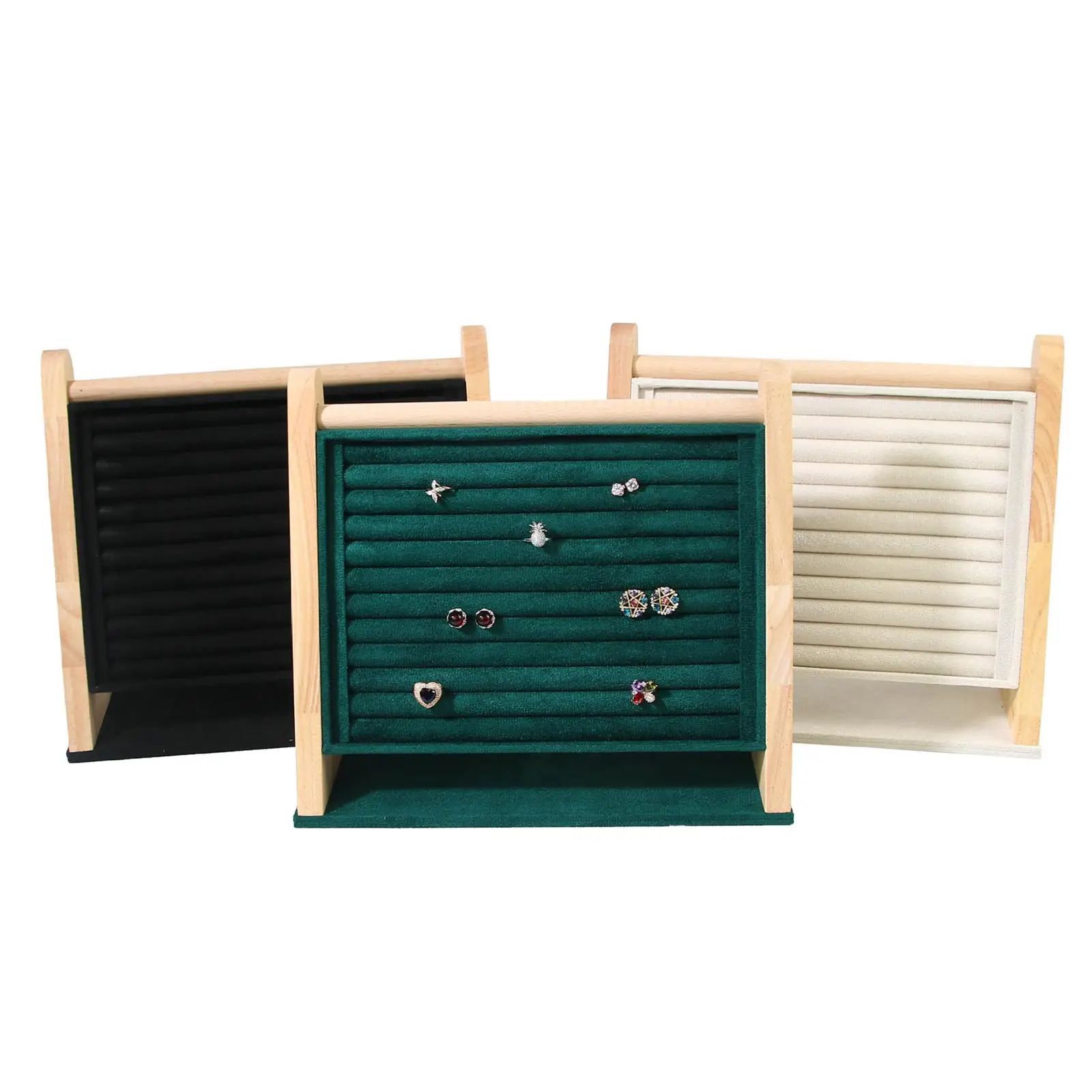 حامل حلقي متعدد الطبقات رف عرض المجوهرات لمحلات الطاولة الغرور #4