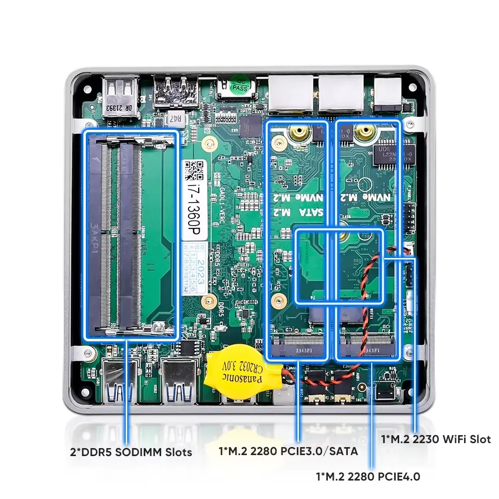 Imagem -05 - Topton-mini pc Gaming i7 1360p i5 1340p 2xddr5 4800mhz 2x Nvme Windows 11 Nuc Mini pc Computador Portátil Lan Htpc Wifi6 13ª Geração