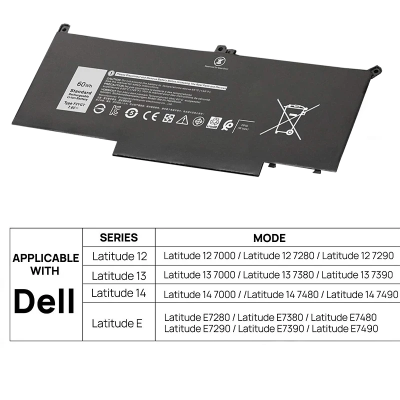 F3ygt Batterij Voor Dell Breedtegraad 12 7000 7280 7290,13 7000 7380 7390 P29s002, 14 7000 7480 7490 P73g002 Serie Dm3wc Dm6wc 2X39G