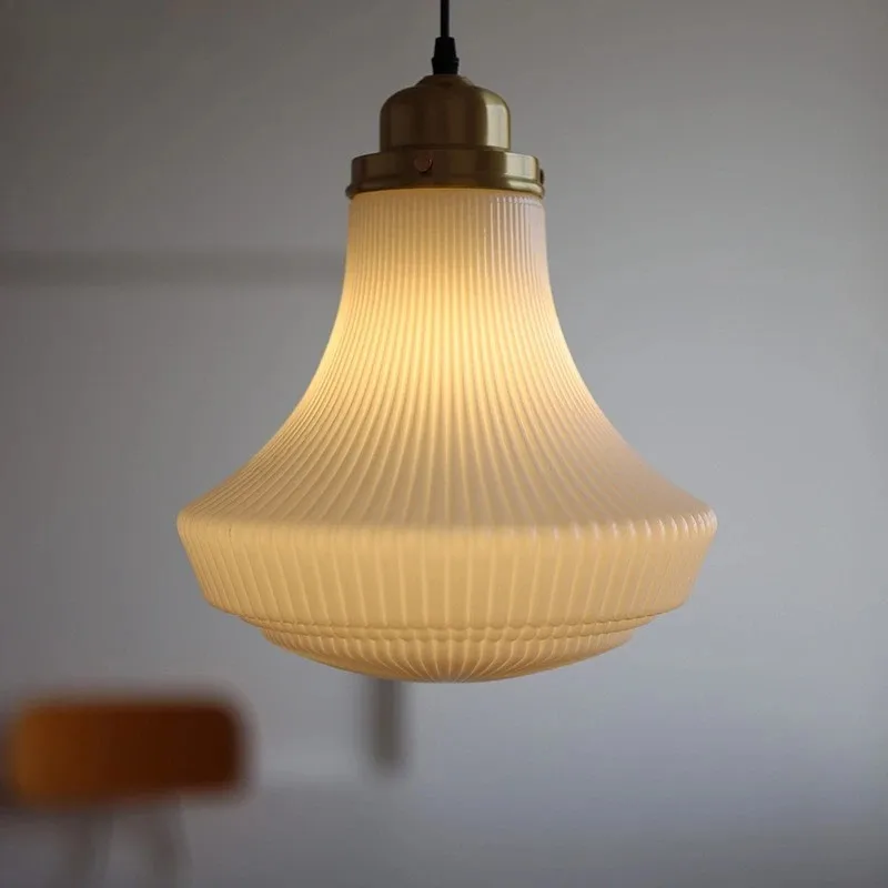 Milk White Glass Pendant Light Retro Living Dining Room Bar Counter Hanging Lamp Bedroom Balcony Chandelier Home Decor Lighting