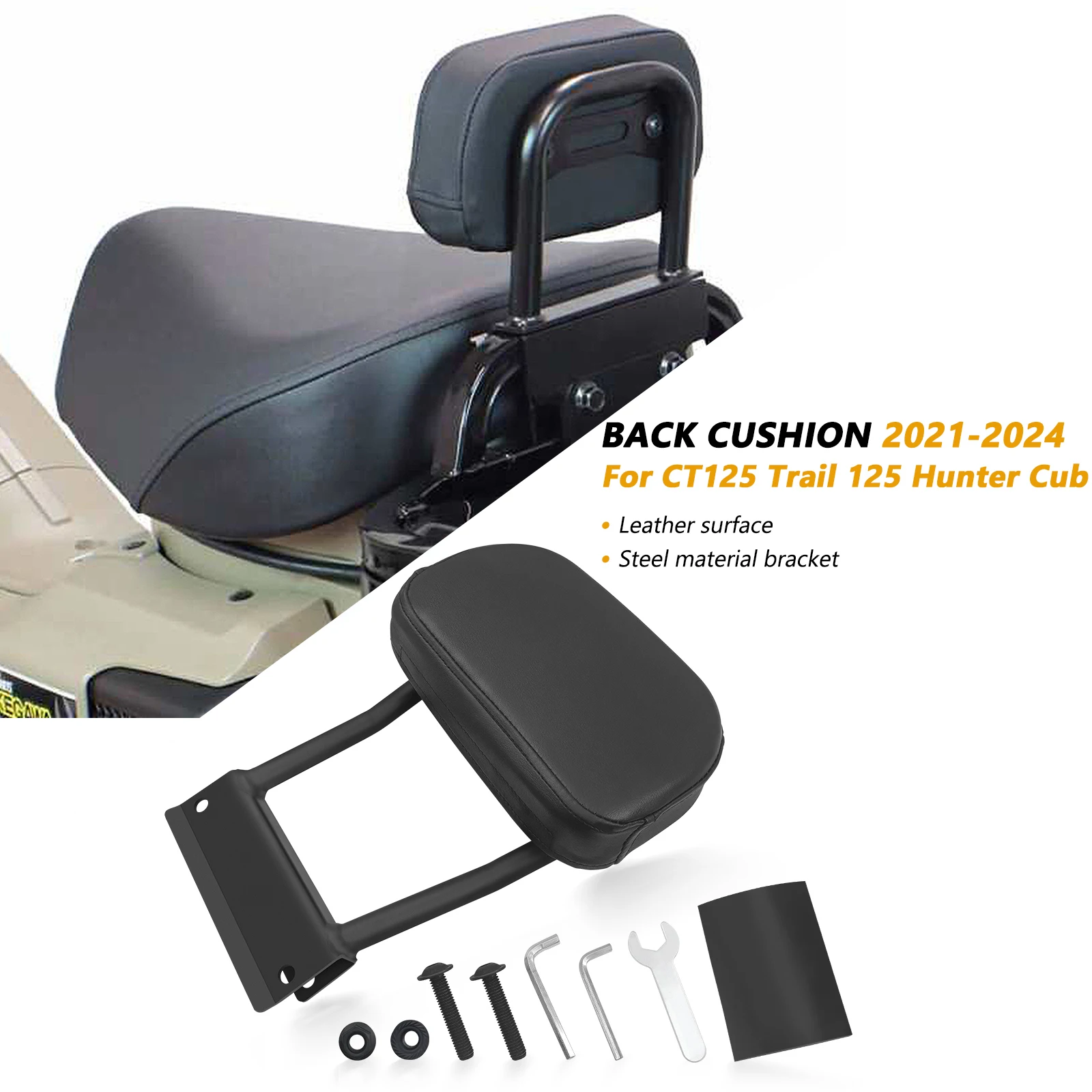 For Motorcycle Passenger Seat Rear Backrest Cushion Back Pad Back Rests Hunter Cub CT125 2024 Trail 125 2024 2021 2022 2023