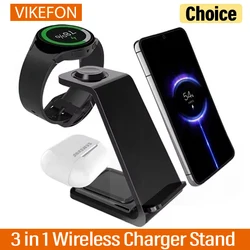 VIKEFON Fast Wireless Charger Stand For iPhone 16-12 Samsung S20 S21 Apple Watch 8/7 Samsung Galaxy 6/5 Charging Station