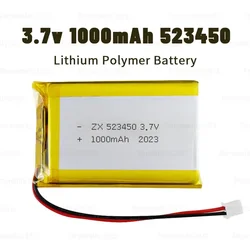 523450 503450 1000mAh 3.7V Lithium Battery Li Polymer Batteries LiPo for Bluetooth Headset Mouse Mobile Phone Navigator Tablet