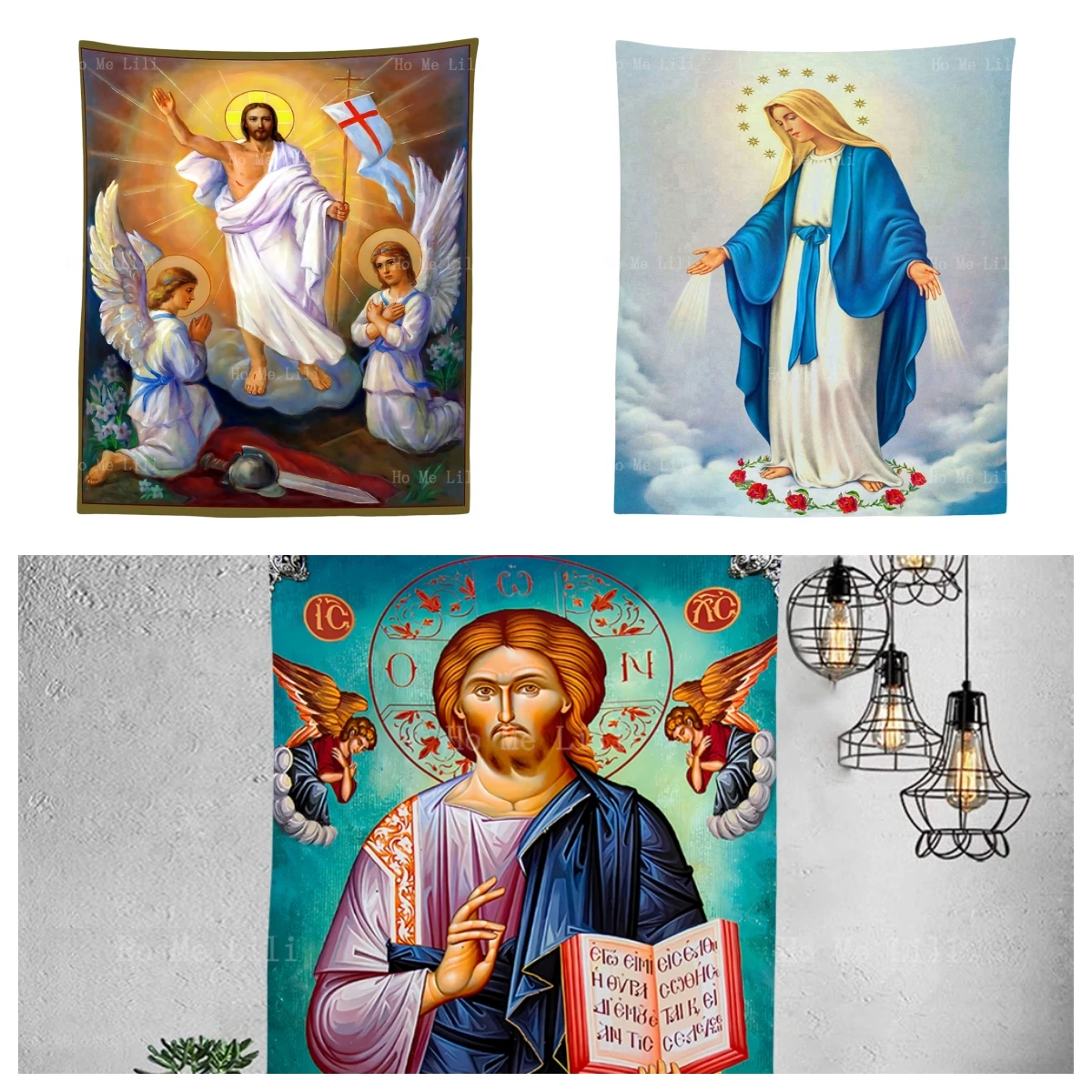 Russian Easter Greek Orthodox Icon Of The Virgin Mary Of Jesus Christ Tapestry For Bedroom Decor