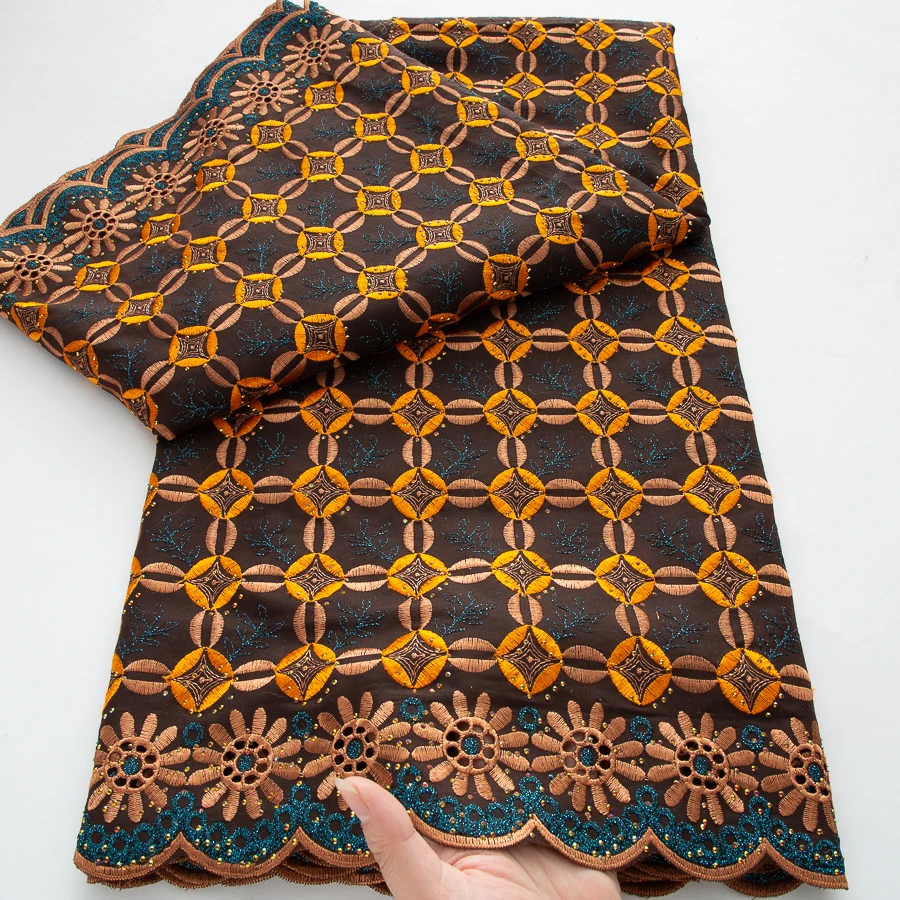 

Высококачественная африканская кружевная ткань, вышитый хлопок, 5 ярдов, нигерийская швейцарская вуаль, кружевная ткань, свадебное платье для женщин, шить A4367