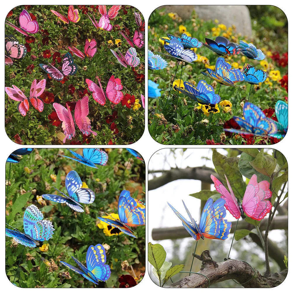 

20Pcs Simulation Butterflies Garden Stakes Decorative Yard Decorations Outdoor Lawn Adornments Flowerpot Planter Stakes