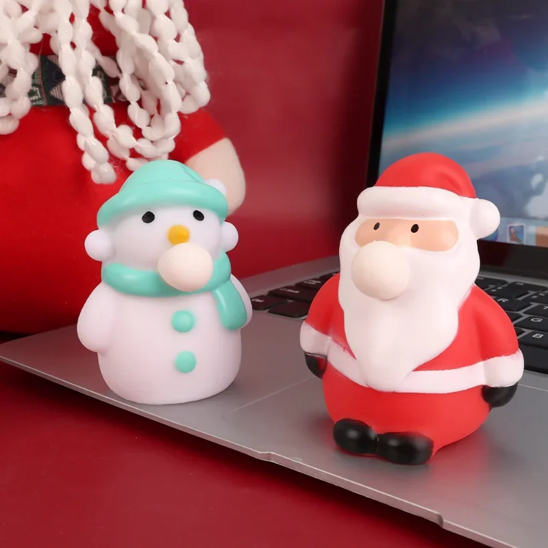 Juguetes de extrusión navideña, bolas antiestrés, Papá Noel, muñeco de nieve, alce, descompresión, juguetes sensoriales para apretar, regalos de fiesta de Navidad para niños
