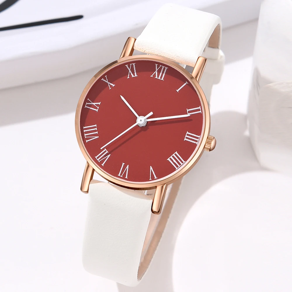 1PCS GAIETY Couple Minimalist Style Red Dial Watch Casual Fashion Quartz Watch Is The Perfect Gift For Her (No Box)