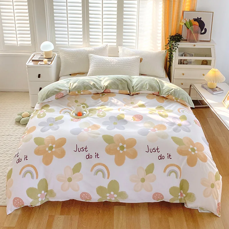 Pure Cotton Jet Printing Duvet Cover 200x230, Floral Plaid Quilt Cover is Comfortable and Breathable, and the Size of Double Bed