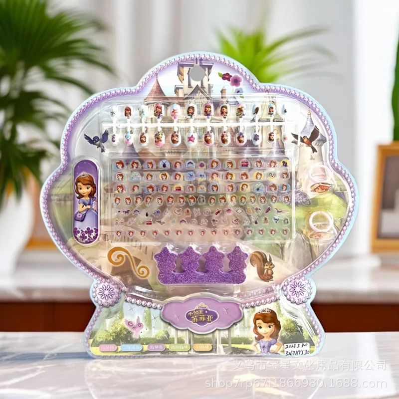ディズニーカワイイネイルアートステッカーセット,プリンセスネックレス,エルザ,アンナ,ソフィア,プリンセス,かわいいボックス,子供向けのホリデーギフト