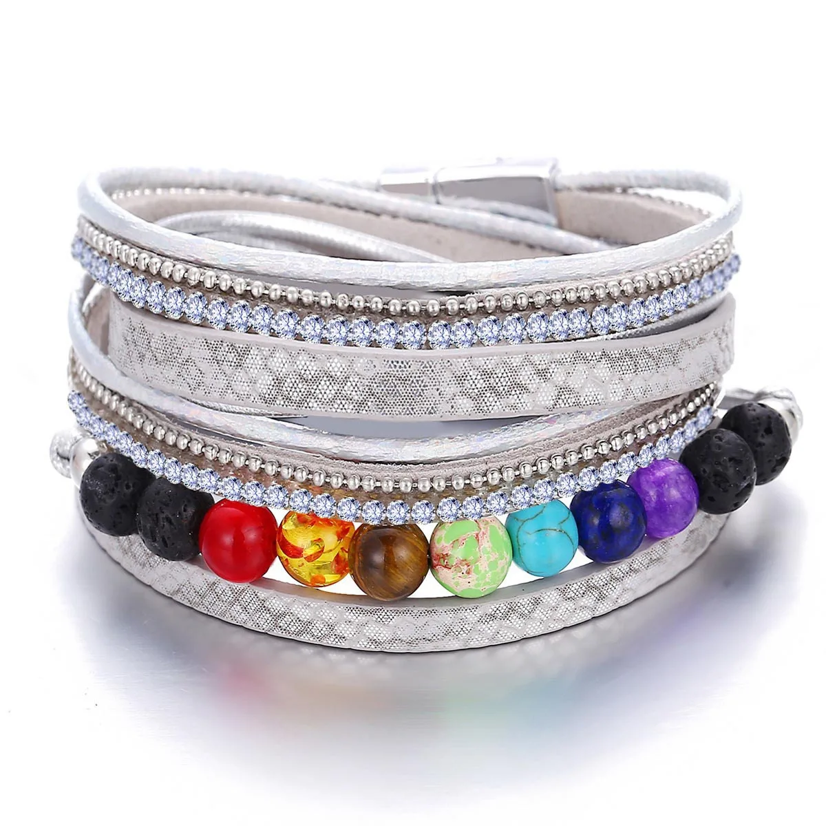 

Beautiful Rhinestone Bracelet Colorful Bead Multilayer Lightweight Durable Alloy Perfect Gift for Lover Friend Family