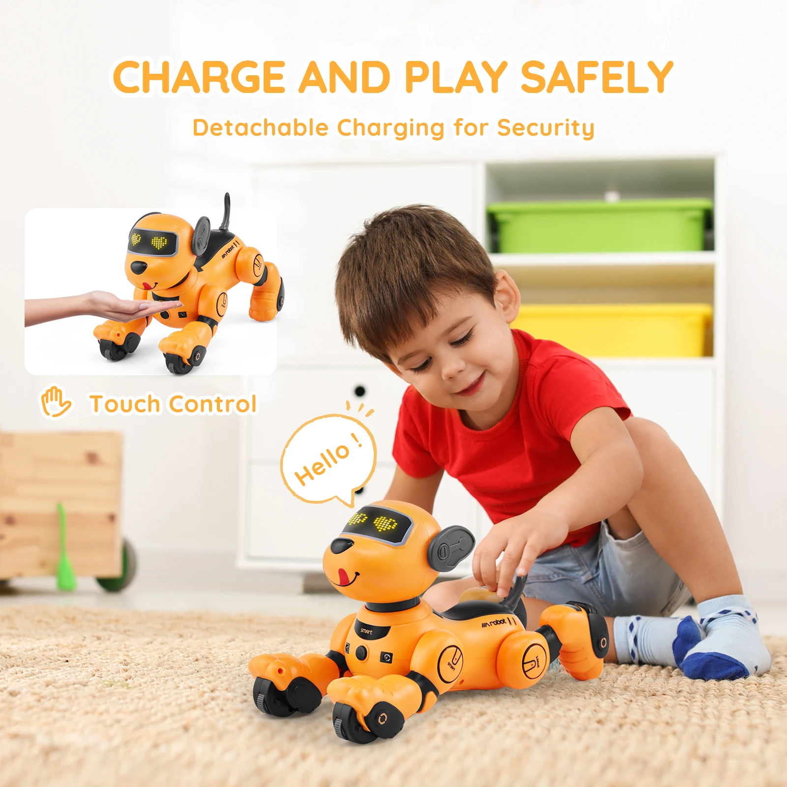 VEVOR - Juguete robot para perros con control remoto, 2,4 GHz, programable, interactivo, para niños, con función de seguimiento, control táctil y por voz, juguete acrobático RC para niños y niñas de 3 años en adelante