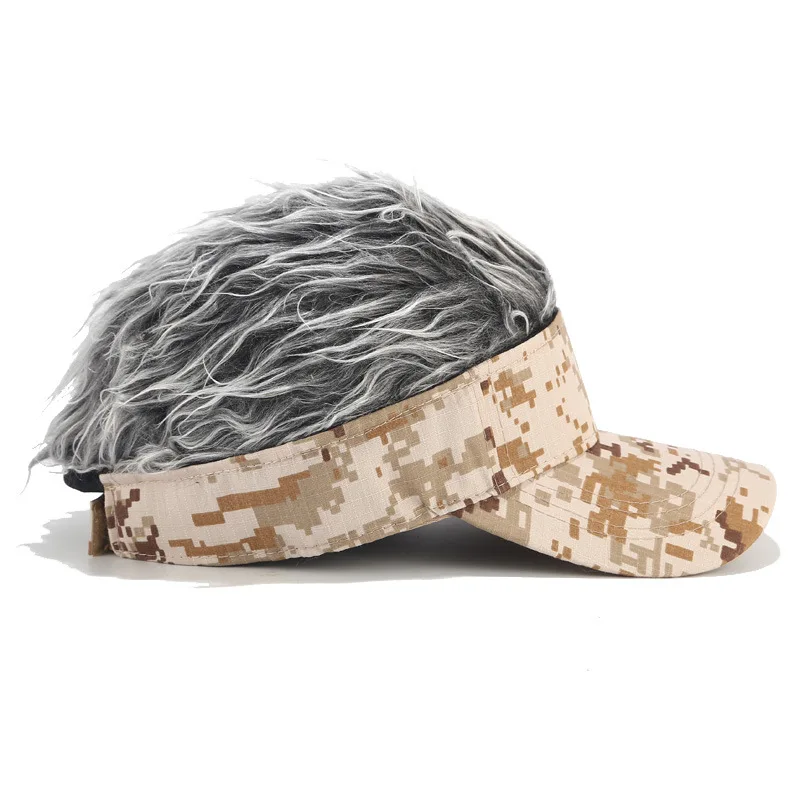 Camouflage Baseball Cap Spiked Hairs Perücke Unisex Gefälschte Perücken Hut Hip Hop Straße Outdoor Casual Visier Golf Sonnenhüte – Detail 5