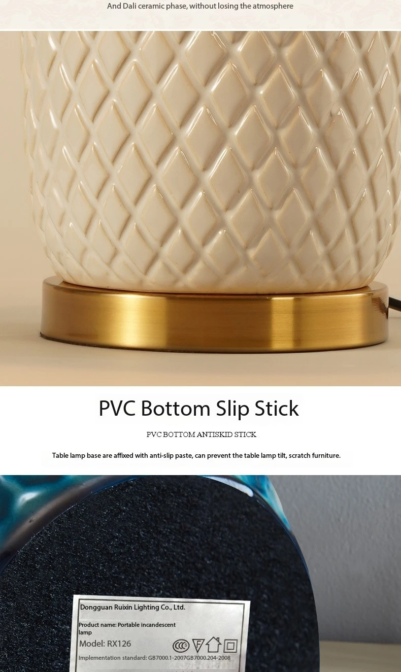 Hotel Home Decoration Bedside White Ceramic Table Lamp Bottle Landscape Table Lamp Copper-based Ceramic Table Lamp