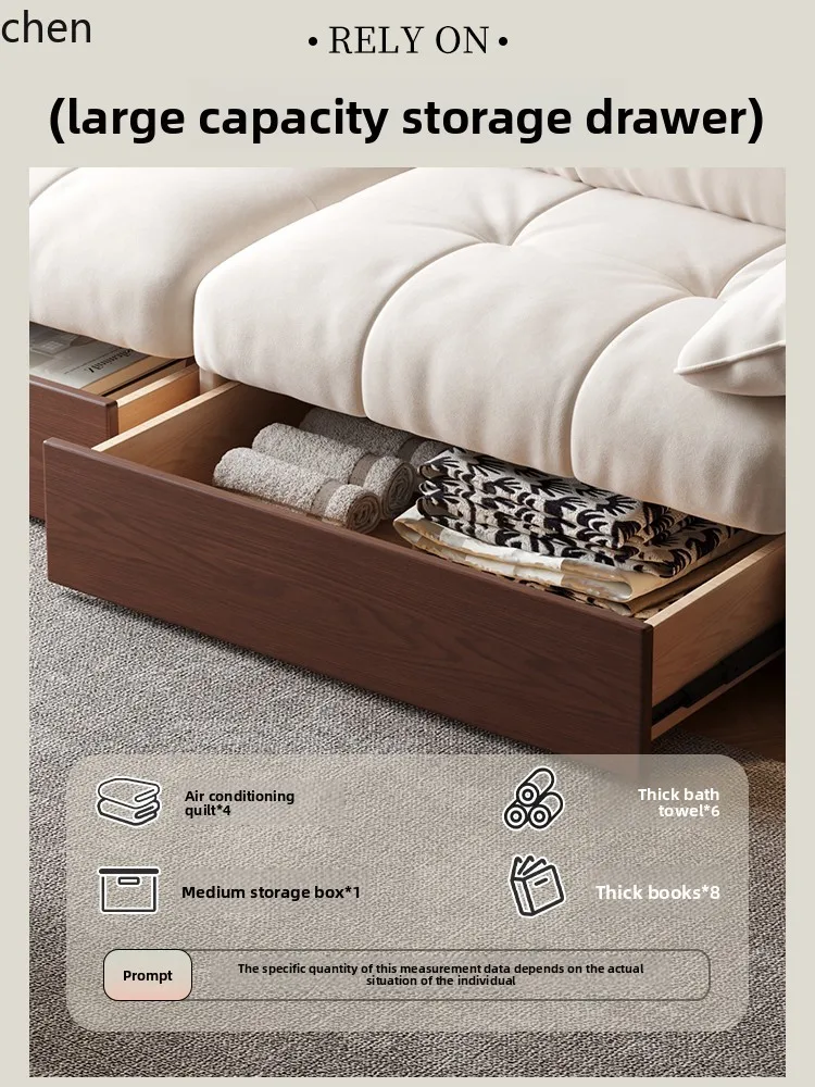 HT Mianmian Sofa Bed Foldable Dual-use New Model Living Room Fabric Sofa Double Multi-functional Light Luxury Style