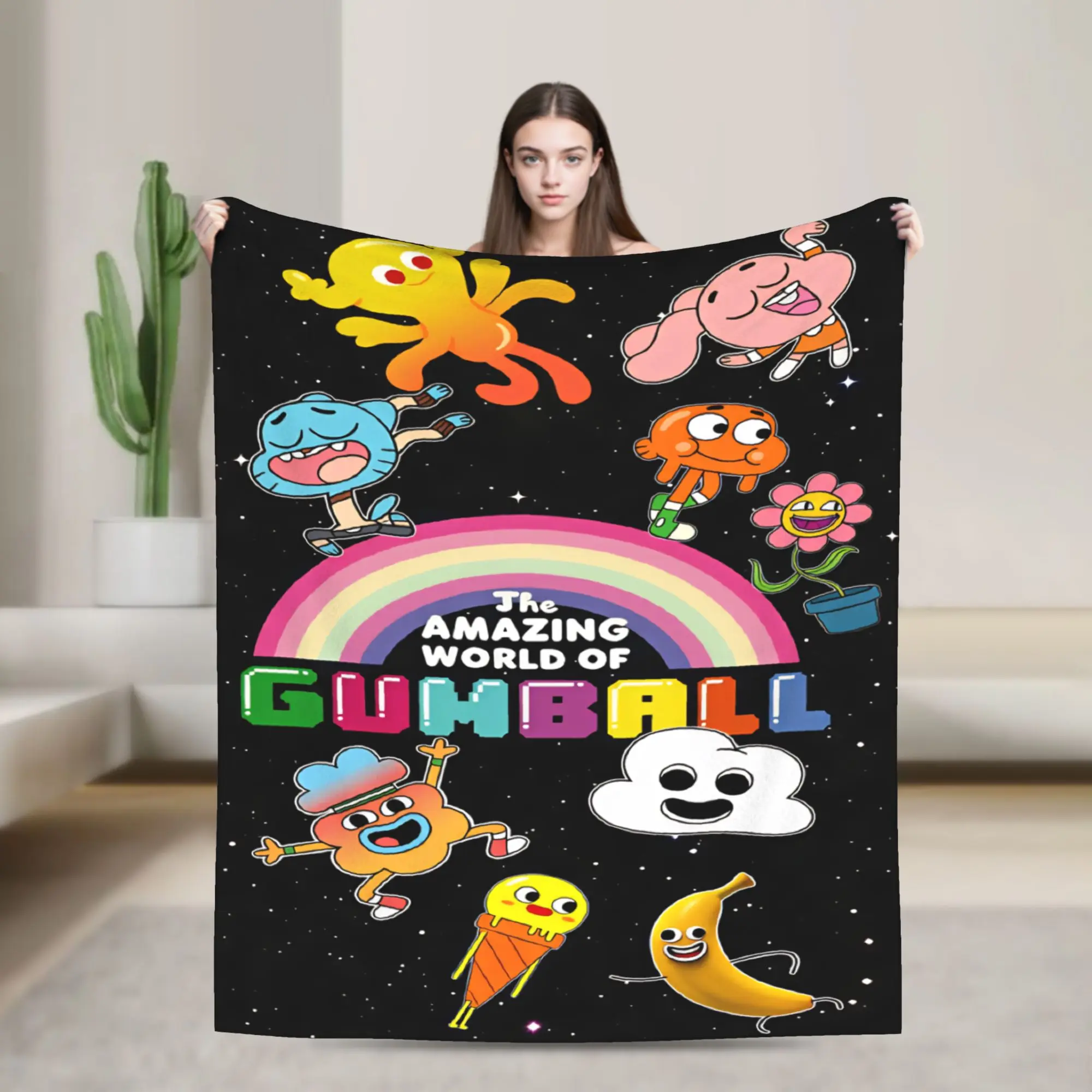 The Amazing World Of Gumball  Flannel Blanket  Super Warm Bedding Throws for Bedroom Picnic Pattern Bedspread Sofa Bed Cover