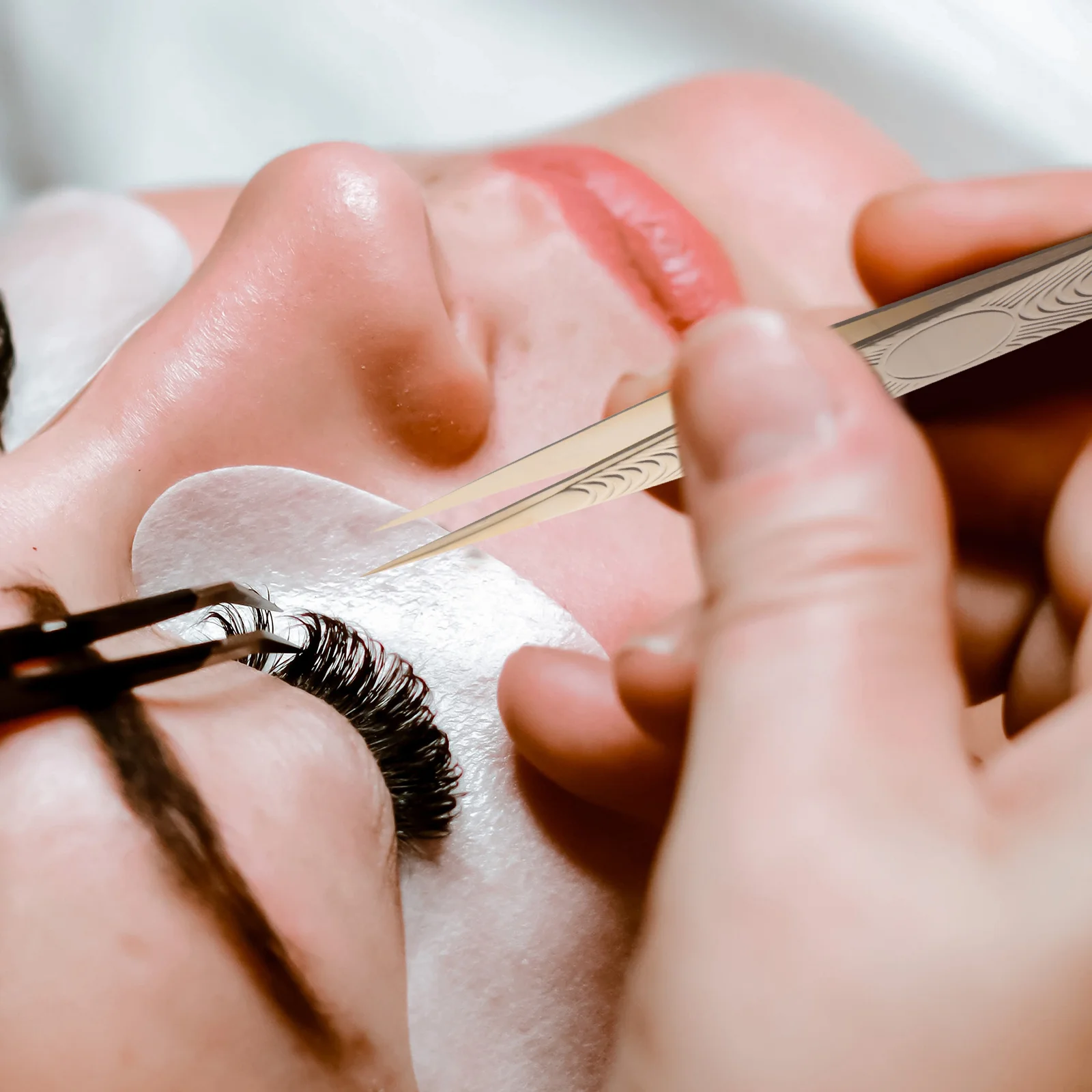 Pinça de cílios de aço inoxidável, braçadeira portátil, aplicador de cílios, kit de maquiagem de beleza para mulheres, kit de maquiagem