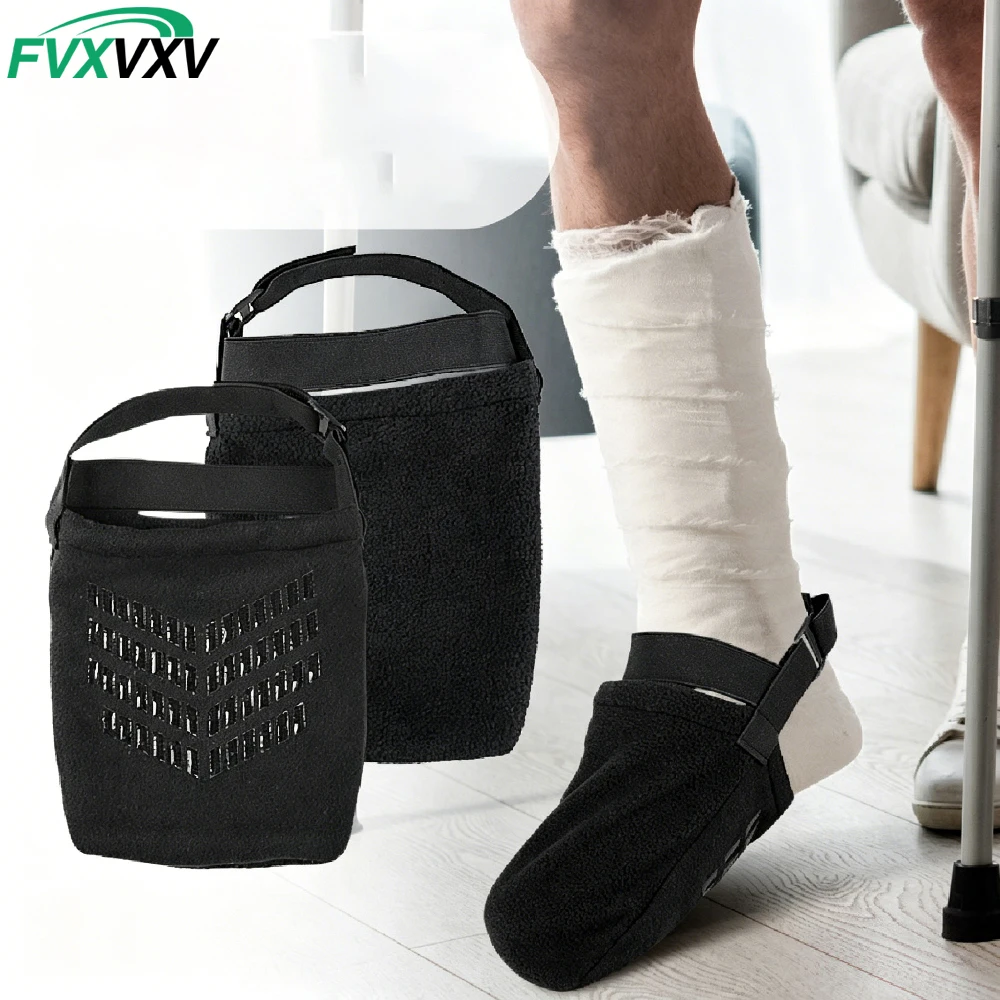 1PCS Fleece Half Palm Foot Sleeve for Cast, Toe Anti-Wear Shock Absorber, Windproof Warm Foot Cover for Cast Wearers & Outdoor