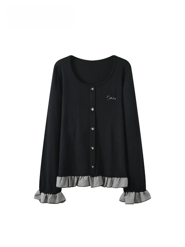 

plus Size Women's Long Sve round Ne T-irt Autumn Winter New Sle Splicing Slimming Design Trendy Top for Plump Sister