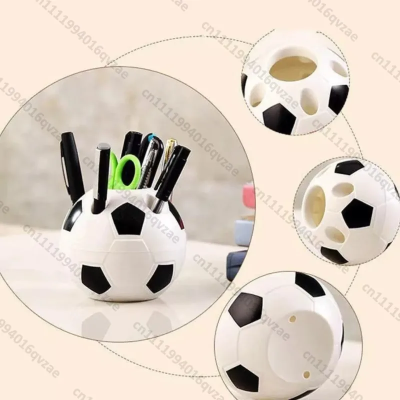 Pen Holder Storage Box Cute Round Creative Football Ornament Desktop Stationery Organizing Bucket Student Desk Shelf