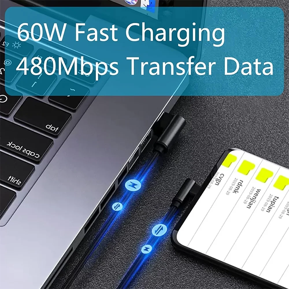PD 60W USB-C-auf-USB-C-Ladekabel, schnelles Ladekabel Typ-C, Daten-Synchronisationskabel, USB-Ladekabel für iPhone, Samsung, Xiaomi, Huawei