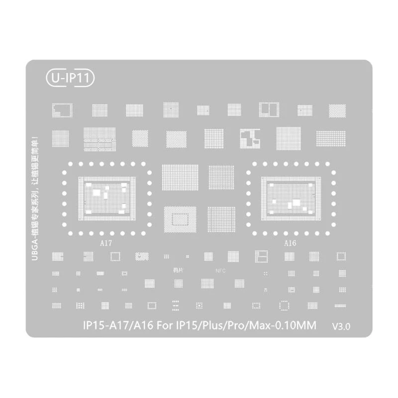 Y1AD Professional BGA Reballing Stencil for 15 14 13 12 11 Comprehensive Template