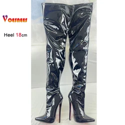 Sexy Black 18cm Stiletto Over the Knee Women Boots Night Club Stage Pole Dance Shoes Thigh High Boots Custom Colors Plus Size 46