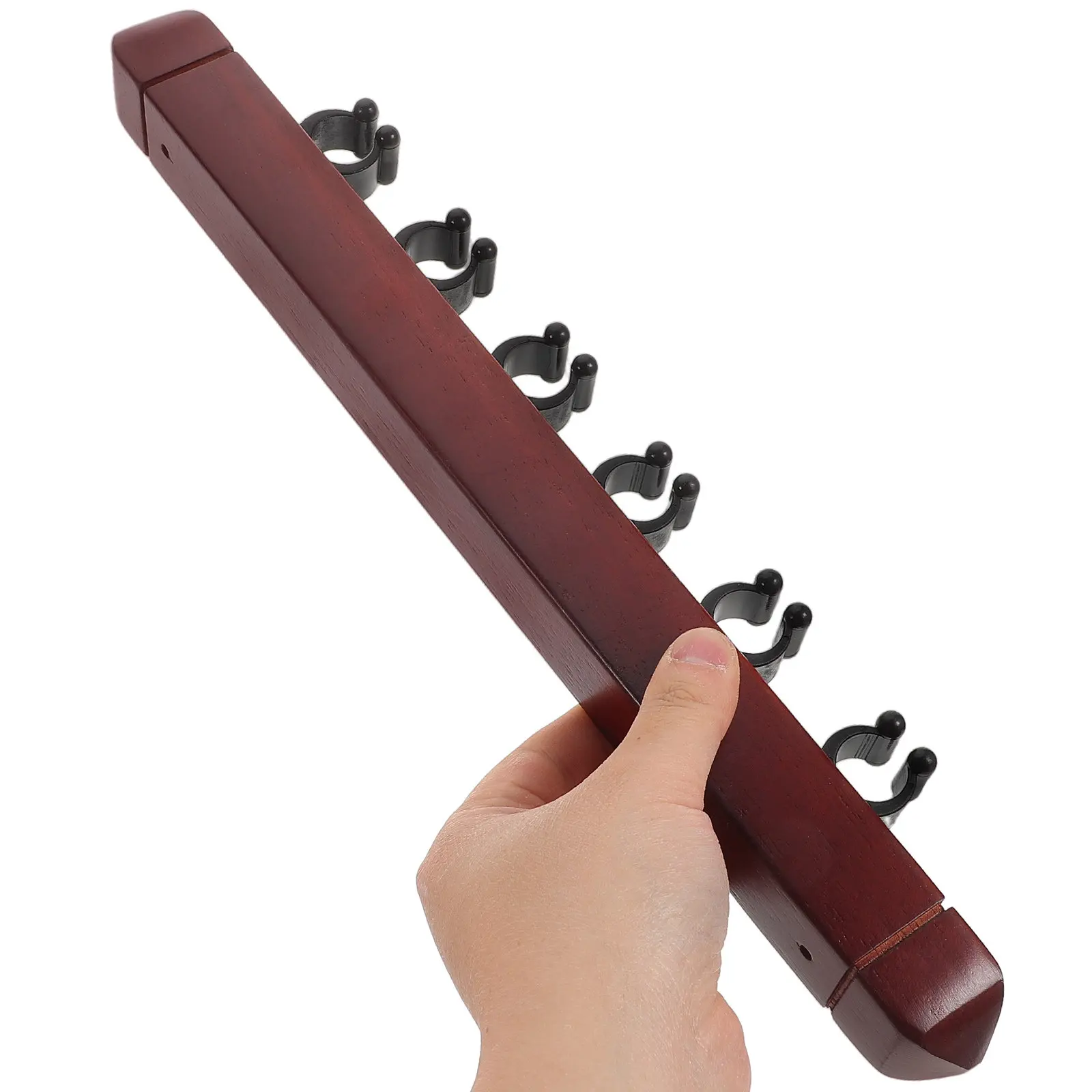 2Pcs Wooden Wall Mounted Pool Stick Rack 6 Hole Capacity Space Saving Billiard Stand Room Basement Pool Hall Billiards