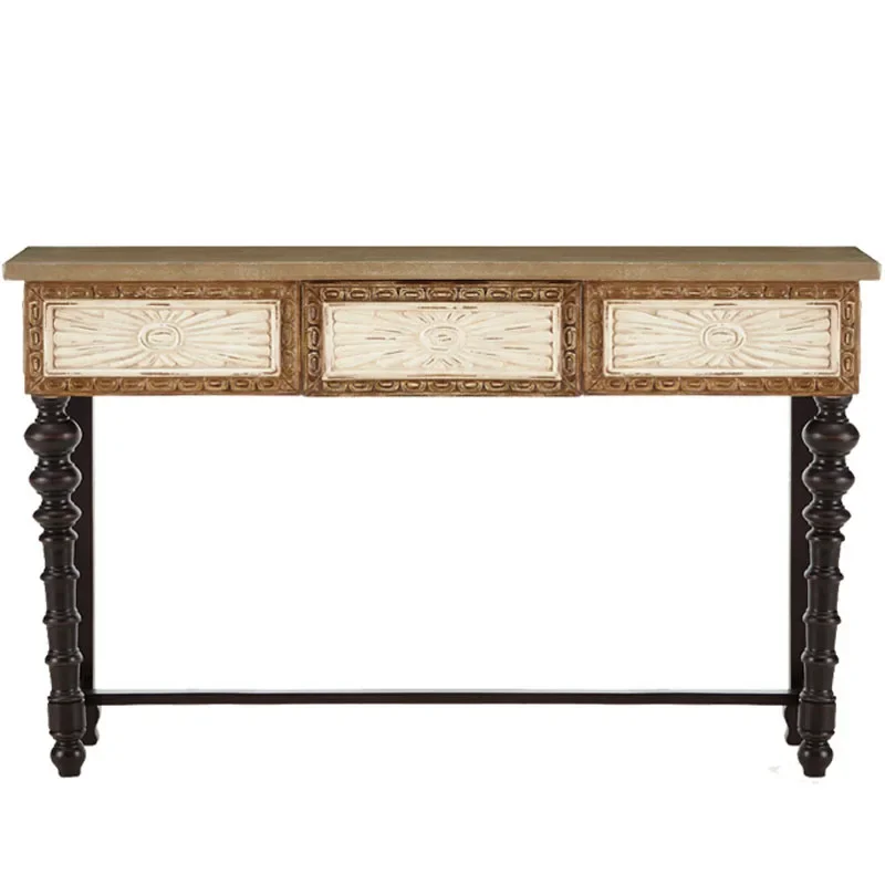 American Country French Solid Wood Entrance Platform Living Room Decoration Entrance Table Partition Entrance Hall Aisle Long
