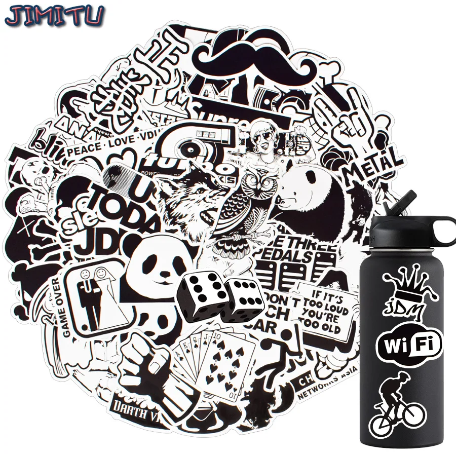 Black and White Stickers Pack Graffiti Cartoon Waterproof Sticker for Kids Laptop Skateboard Helmet Guitar Bike Car Vinyl Decals