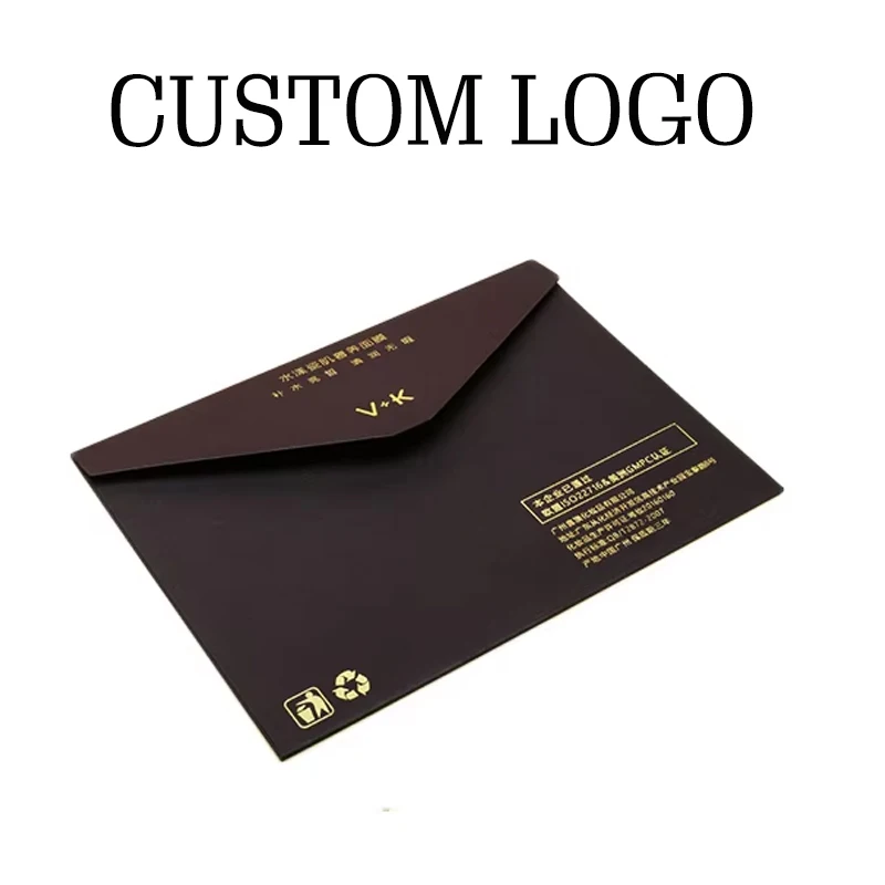 

Конверт с индивидуальным логотипом и золотым тиснением, для деловых или личных свадебных приглашений, поздравительных открыток, из крафт-бумаги.