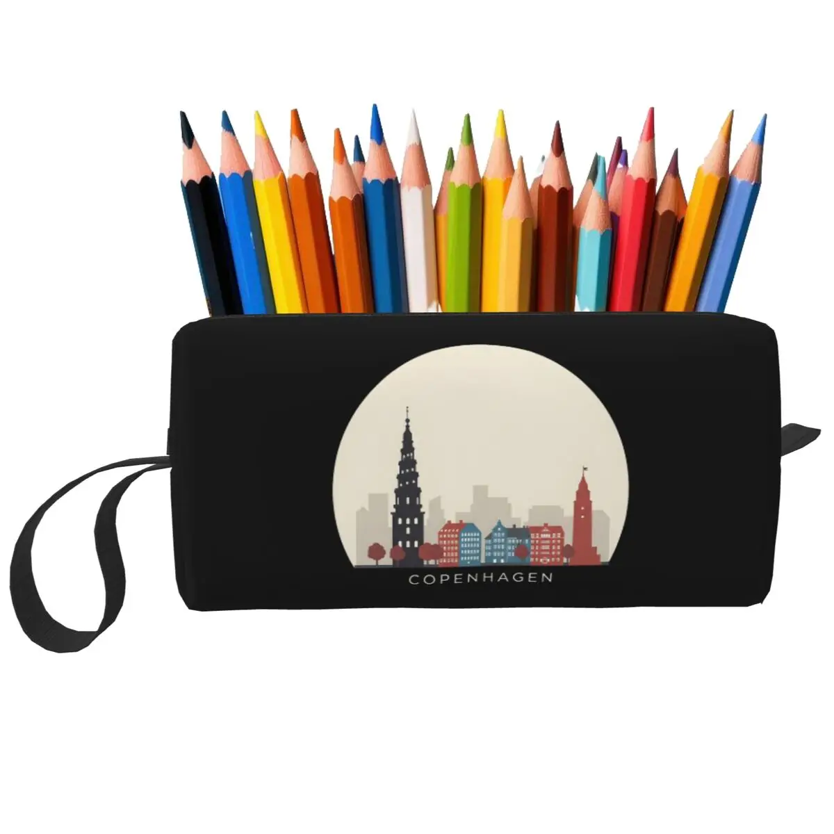 Copenhagen Travel Icon Federmäppchen für Studenten, Stiftbox, Bleistiftbeutel, Schreibwaren, Organizer-Tasche für Damen