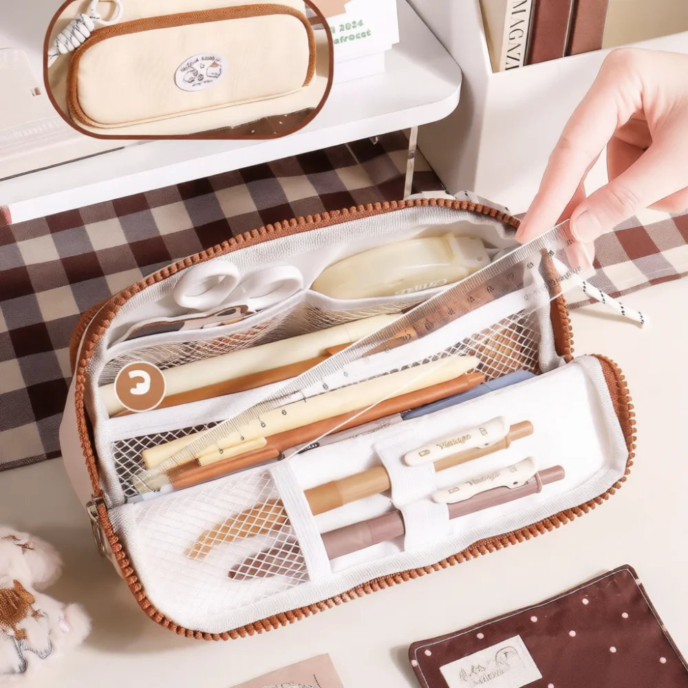 Foldable Pen Case Large Capacity Stationery Bag Multi Function Pencil Organizer For School Students Office Desktop Storage
