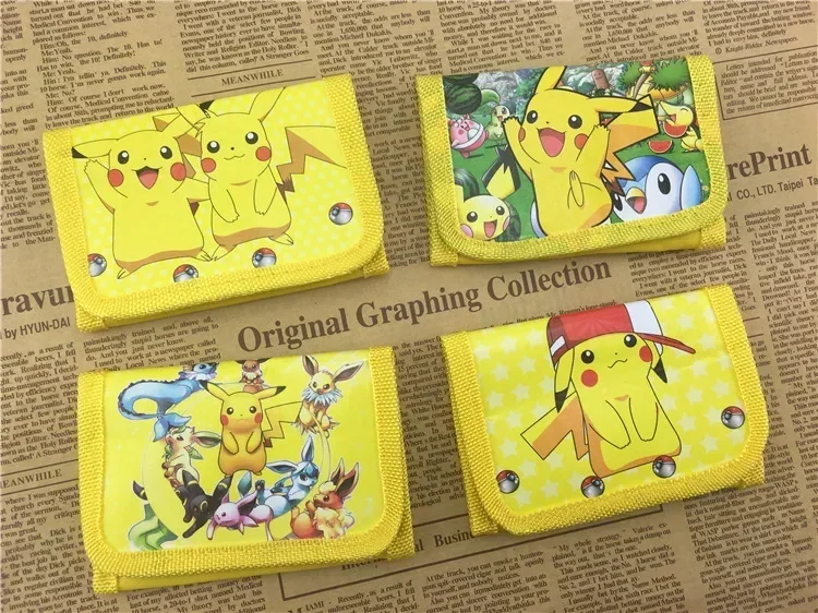 Anime Pokemon Children's Wallet Boy Girl Pikachu Doll Three-fold Short Wallet Card Bag Cartoon Figure Wallet Toy Random One