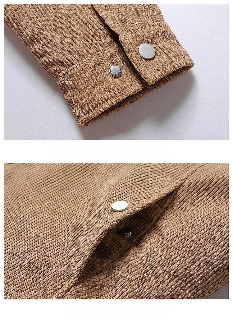 Chaqueta de pana para hombre, abrigo cálido de Color sólido con cremallera en el pecho, diseño de ribete, solapa informal de negocios, novedad de otoño