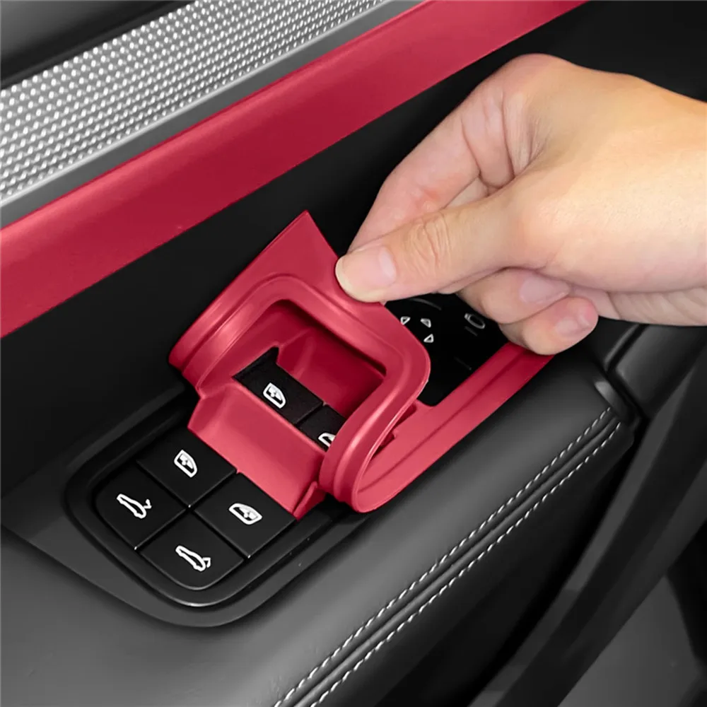 Bordeaux Red For Porsche Panamera 2017 2018 2019 2020 2021 2022 2023 2024 2025 2026 Window Control Panel Silicone Pad