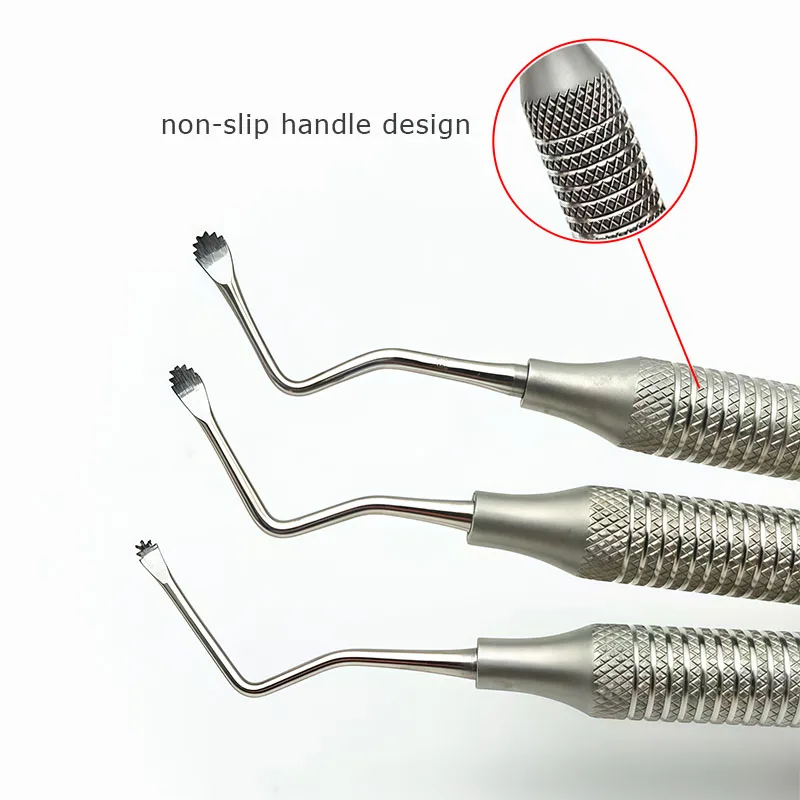 3Pcs/Set Dental Saw-Tooth Scraper Tooth Extraction and Restoration Stainless Steel Implant Maintenance Tool Set
