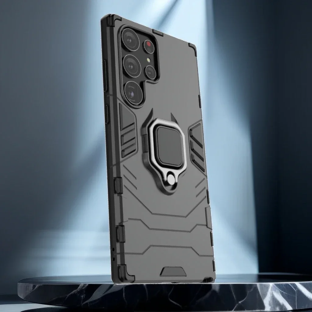 Casing ponsel untuk Samsung Galaxy, pelindung dudukan cincin tahan guncangan untuk Samsung Galaxy S25 S24 S23 S22 S21 S20 Note 20 Ultra Plus FE A53 A73 A33