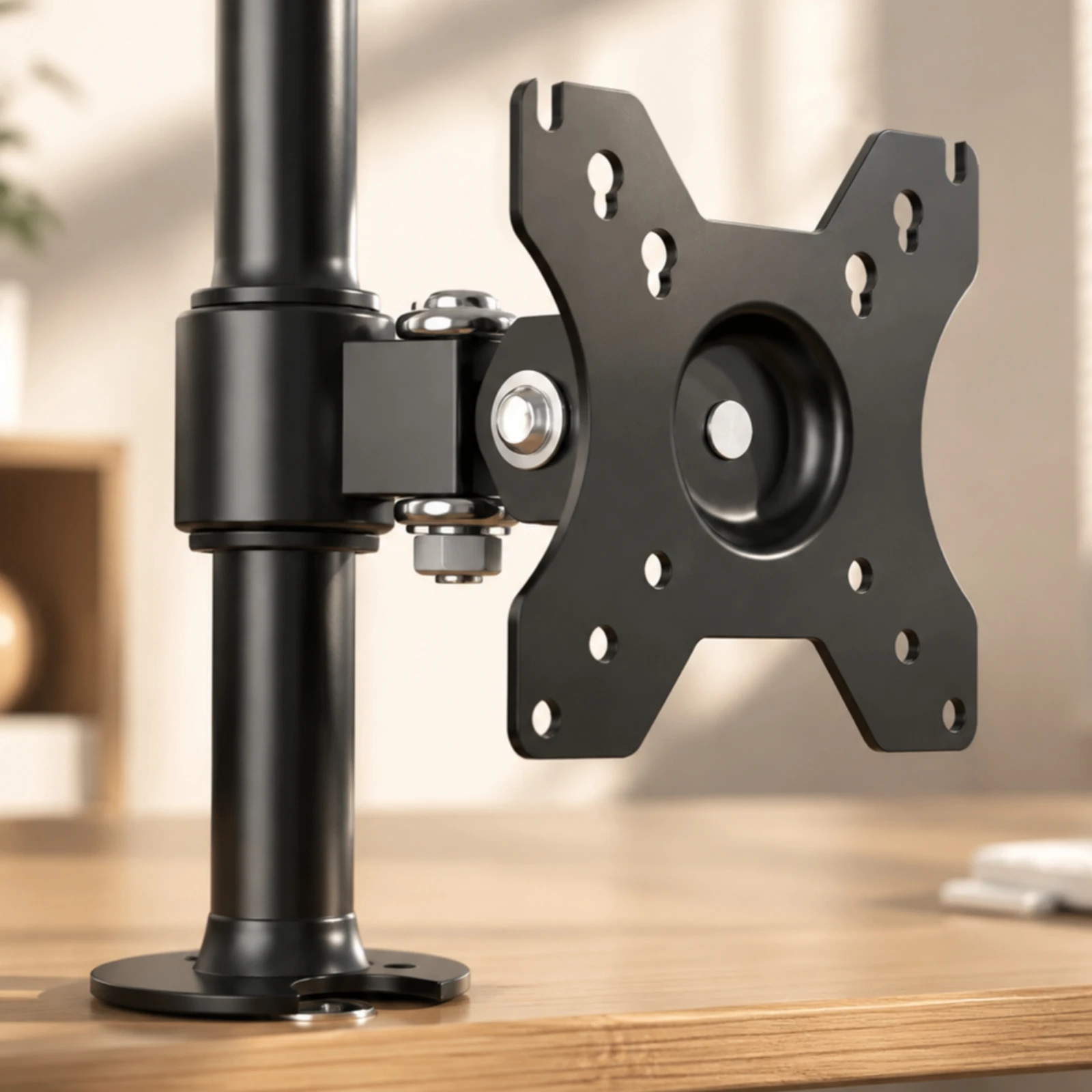 Monitor Stand with Through-Hole Clamp Sturdy Height-Adjustable Monitor Stand Full Motion Black for Office Workers, Coding Setups