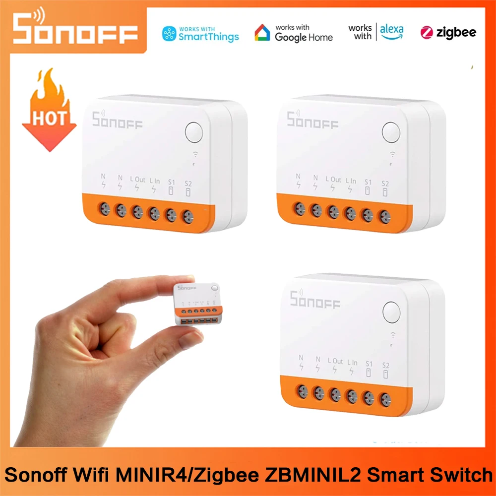 Sonoff Wifi MINIR4/Zigbee ZBMINIL2 Smart Switch 2 Way Module Home EWeLink APP Wireless Remote Voice Control Alexa Google Home