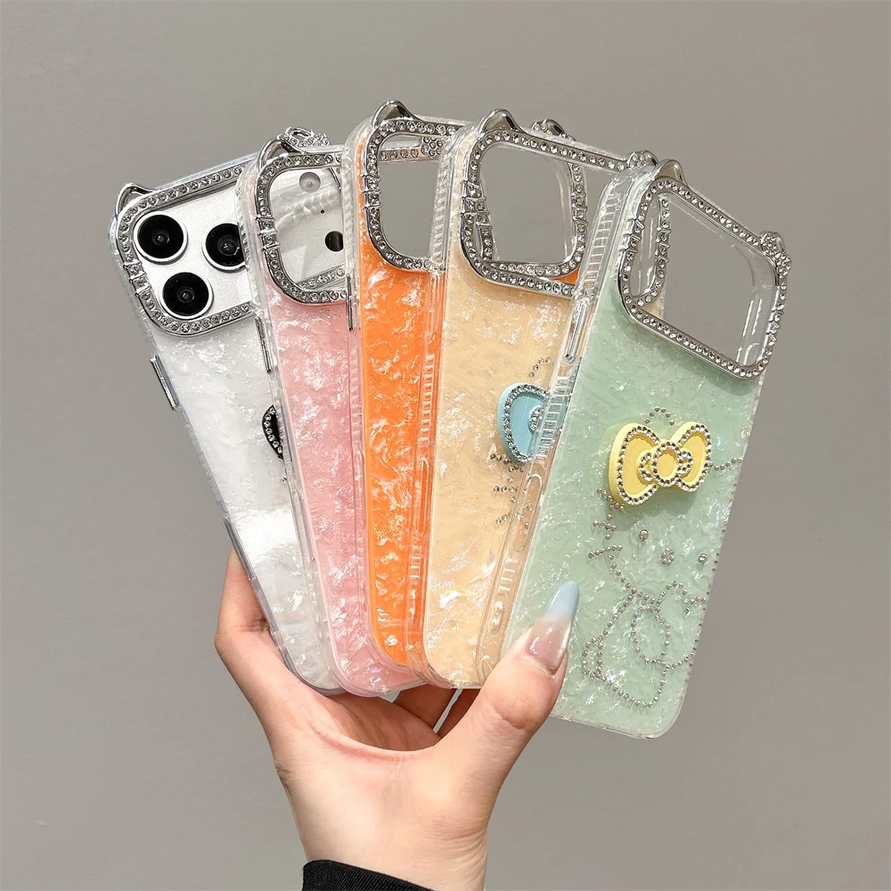 

Luxury 3D Diamond HelloKitty Phone Case for iPhone 17 Pro 16 15 14 13 16 Pro Max Cover Cute Cartoon Shockproof Cases For 15 Max