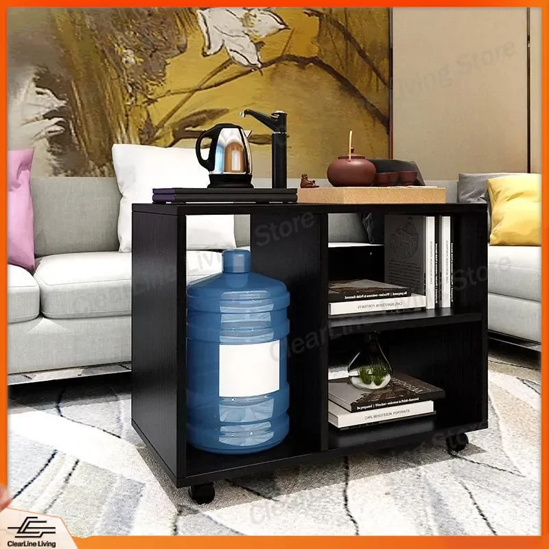 Small Apartment Coffee Table with Wheels Mobile Trolley Table for Living Room Sofa Corner Edge