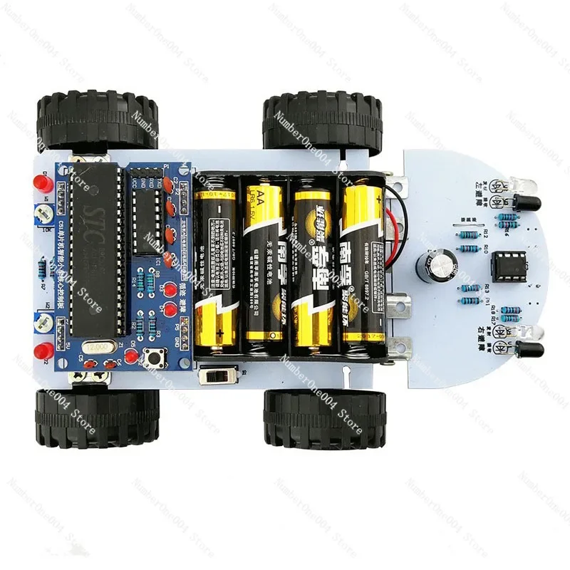C51 Intelligent Tracking Obstacle Avoidance Car Parts Bluetooth Robot Electronic Production DIY Kit TJ-56-239