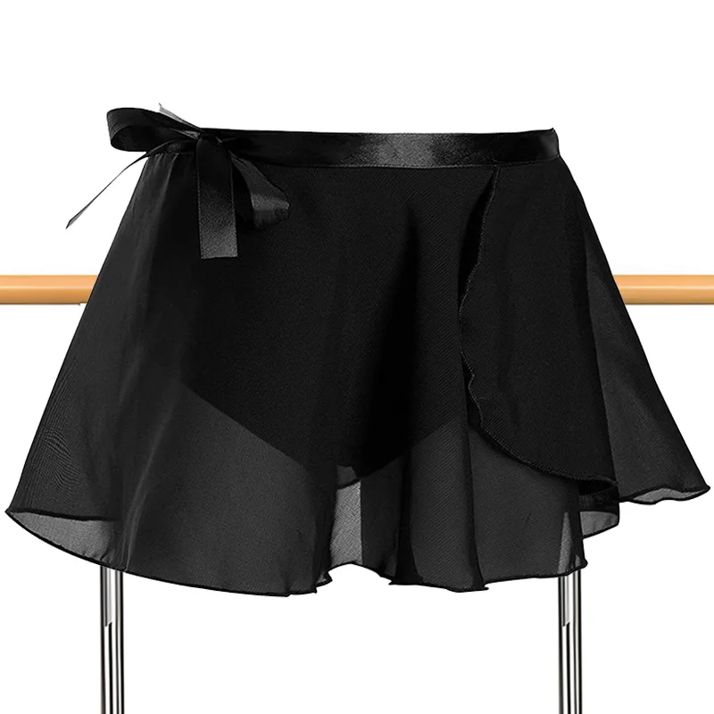 Weihnachtliches Ballettkleid zum Überziehen mit Wickel- und Bindeband für Mädchen, Gymnastik- und Tanzkleid, Chiffonrock mit breiterem Gummiband – Detail 3