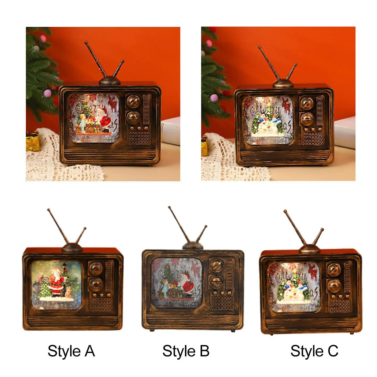 Eight tone box glowing crystal ball Christmas gift Christmas Musical Box Retro Crafts Night Light for Gifts Bookshelf